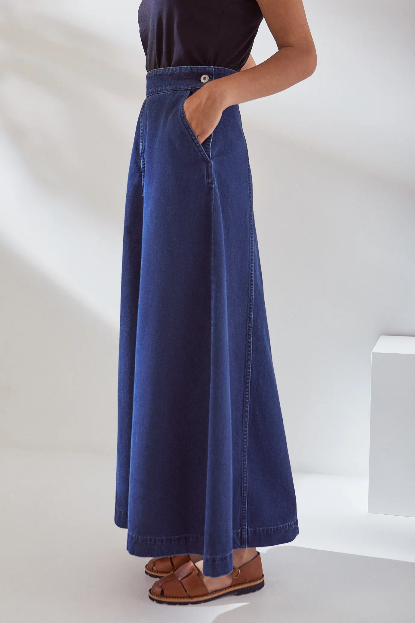 Kowtow Outline Skirt - Mid Blue Denim