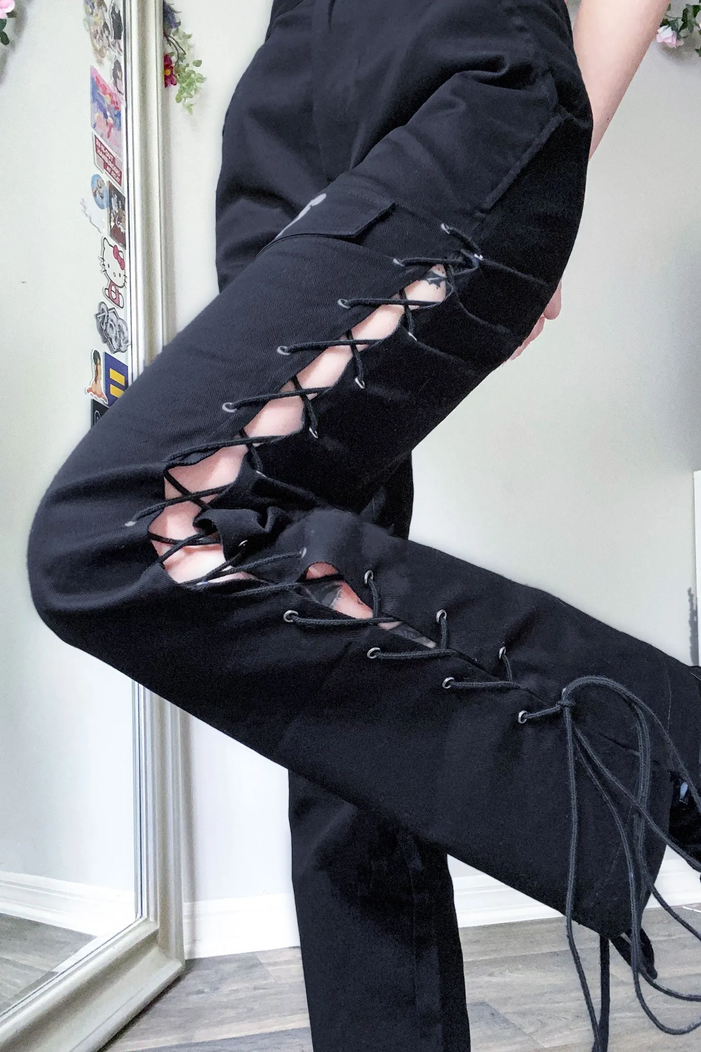 Lace Up Side Cargo Pants