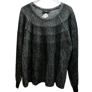 Lane Bryant Crew Neck Knit Ombre Black Gray Sweater Size 26/28