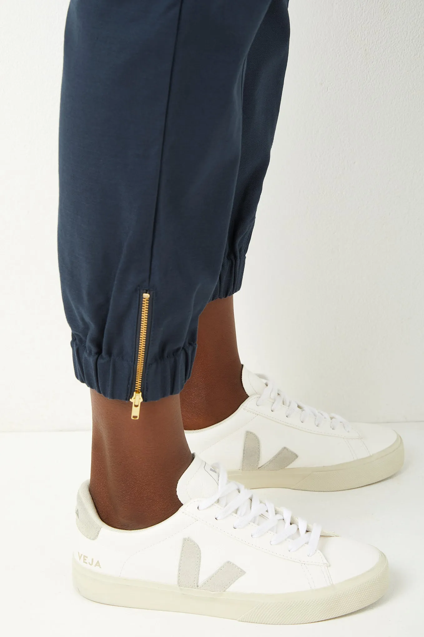 Lara Cotton Cargo Trouser - Midnight - Longer Length