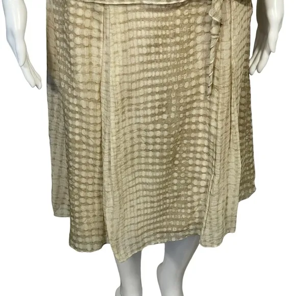 Laundry 100% Silk Tan Gold Sleeveless Ruffle Top &amp; A Line Skirt Set Sz 8