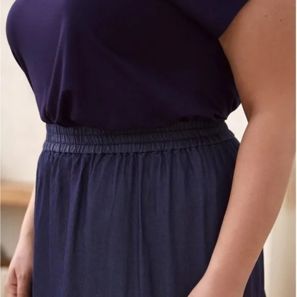 Laura Tiered Tencel Maxi Skirt Azure Blue