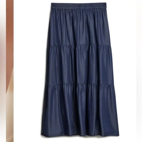 Laura Tiered Tencel Maxi Skirt Azure Blue