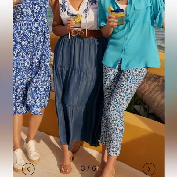Laura Tiered Tencel Maxi Skirt Azure Blue