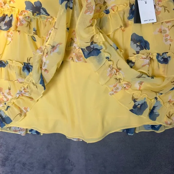 Lauren Ralph Lauren Floral Ruffle-Trim Georgette A-Line Mini Skirt Size 8 NWT