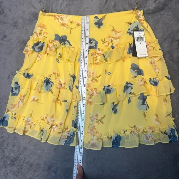 Lauren Ralph Lauren Floral Ruffle-Trim Georgette A-Line Mini Skirt Size 8 NWT