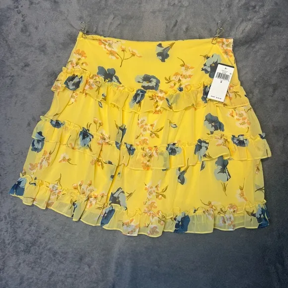 Lauren Ralph Lauren Floral Ruffle-Trim Georgette A-Line Mini Skirt Size 8 NWT