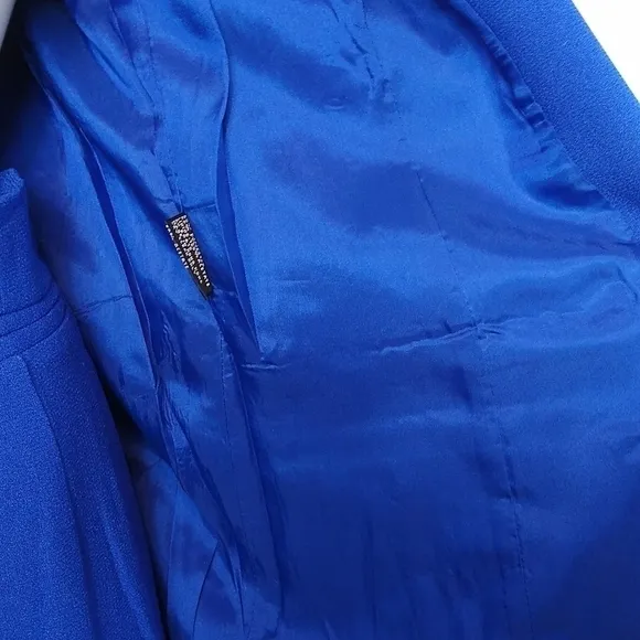 Le Suit Petite SZ 4P Royal Blue Early 90's Retro Short Sleeve Suit Skirt Set