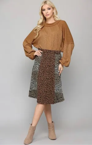 Leopard Knit A-Line Skirt