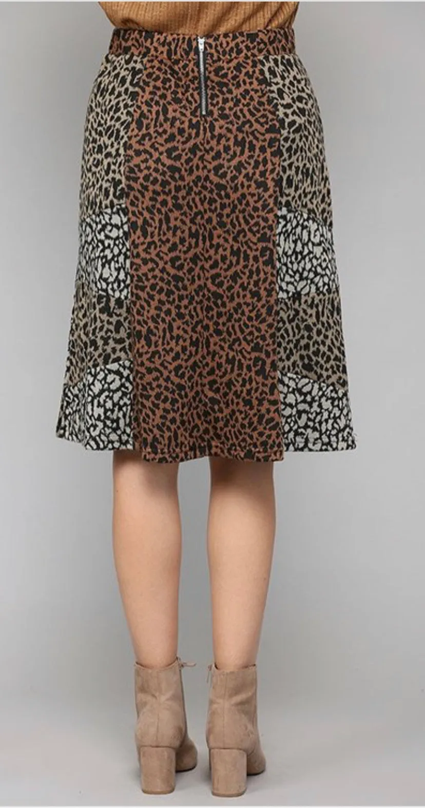 Leopard Knit A-Line Skirt