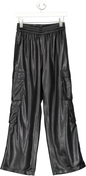 Les Reveries Black Super Cargo Leather Track Pants UK S