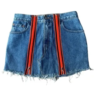 Lf Furst of a Kind Levi’s Upcycled Neon Zipper Mini Denim Skirt Size 29