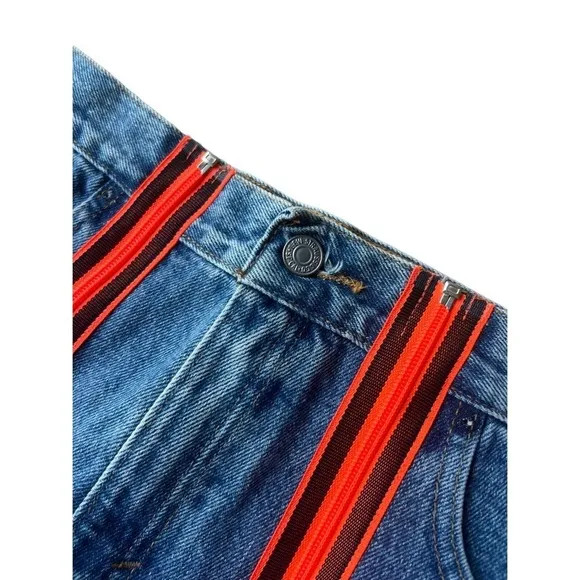 Lf Furst of a Kind Levi’s Upcycled Neon Zipper Mini Denim Skirt Size 29