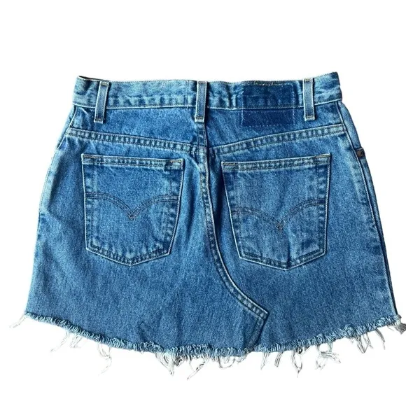 Lf Furst of a Kind Levi’s Upcycled Neon Zipper Mini Denim Skirt Size 29