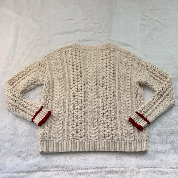 Like New Velvet by Graham and Spencer Cream and Red Fisherman Sweater