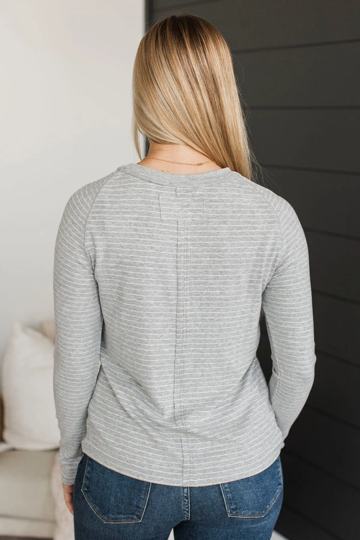 Like You A Lot Striped Top- Heather Grey
