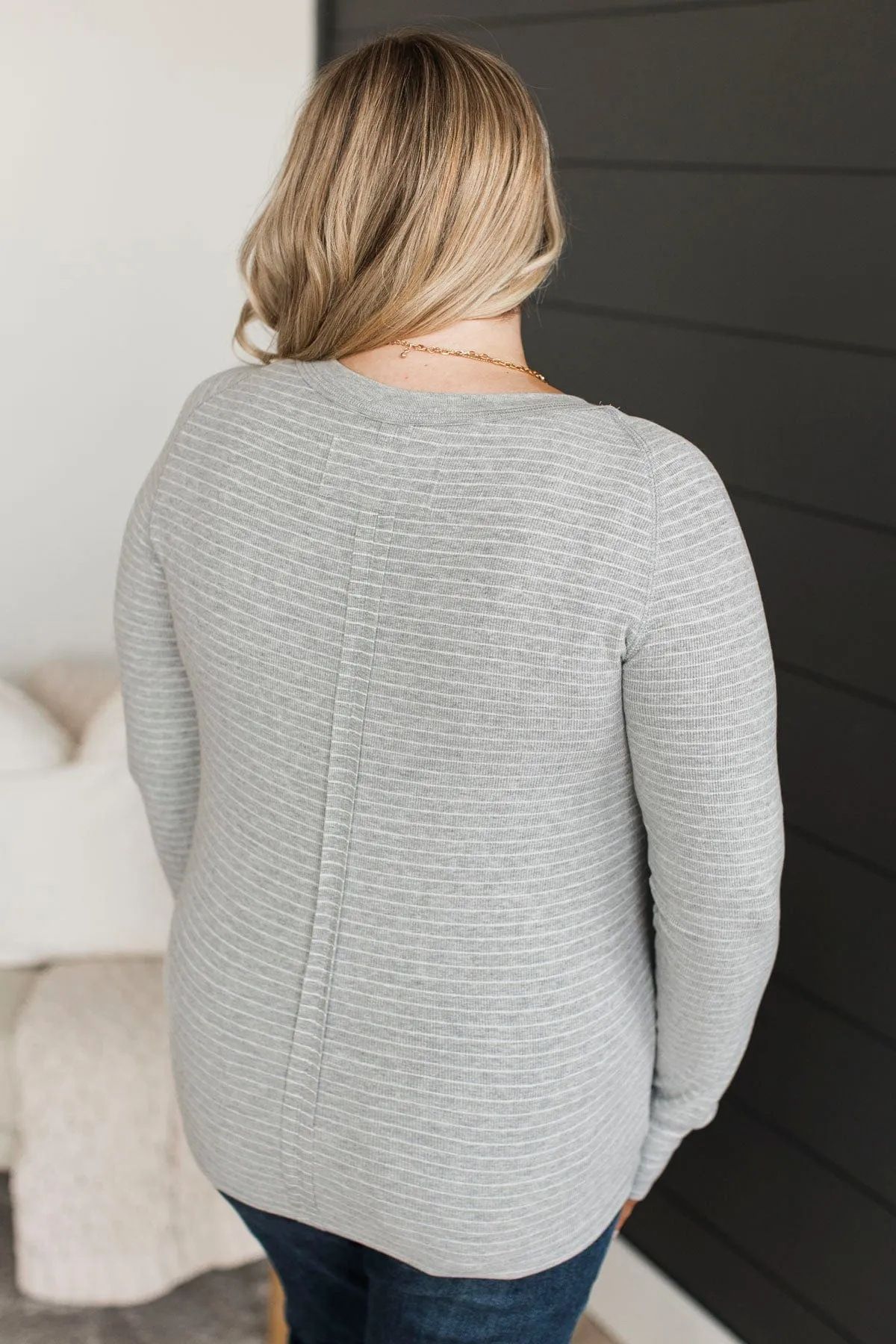 Like You A Lot Striped Top- Heather Grey