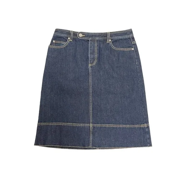 Liz Claiborne denim jean skirt Size 8 W32 L24 dark blue