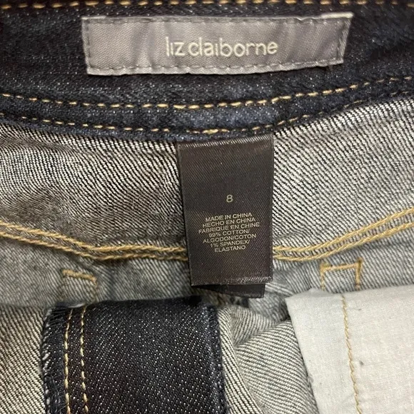 Liz Claiborne denim jean skirt Size 8 W32 L24 dark blue