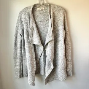 LOFT Grey Marled Cascade Open Cardigan