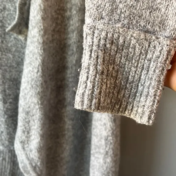 LOFT Grey Marled Cascade Open Cardigan
