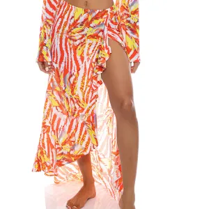 LOVE ME WILD - Ruffle High Lo Slit Skirt