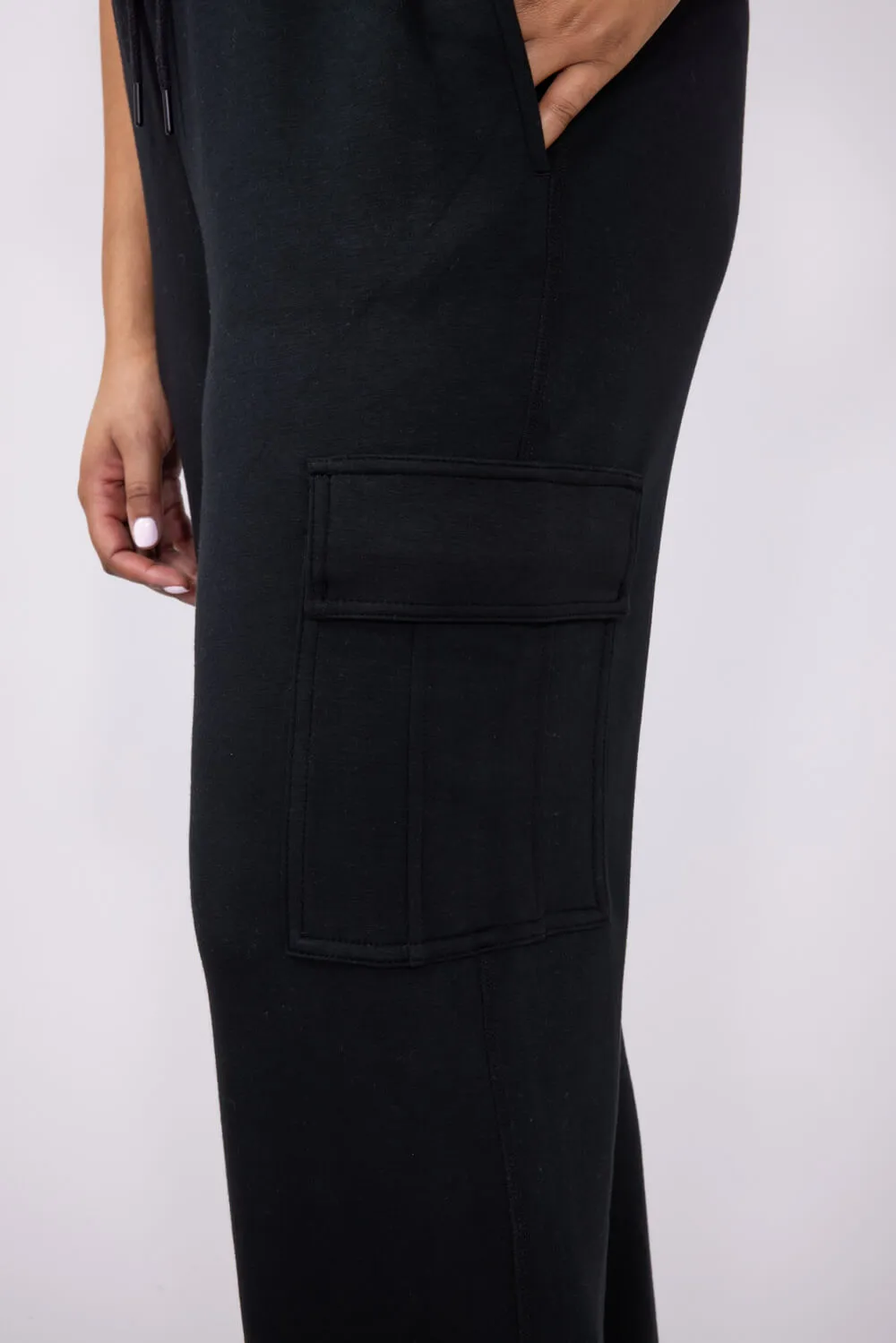 Love Tree Cargo Scuba Knit Lounge Pants for Women in Black | 6992PN-BLACK