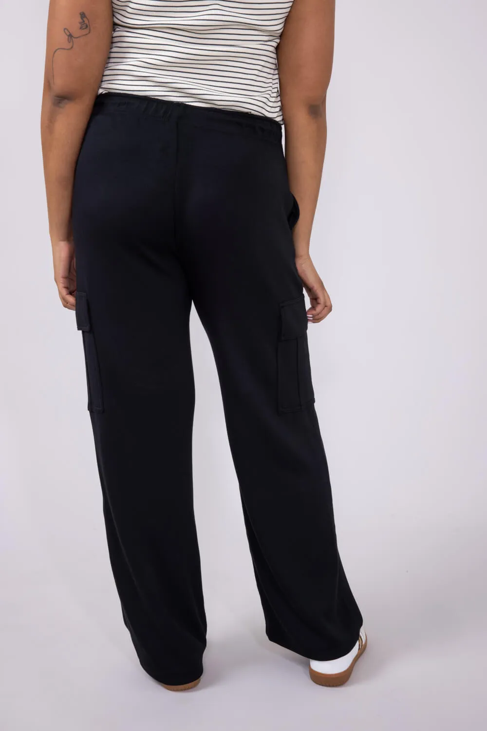 Love Tree Cargo Scuba Knit Lounge Pants for Women in Black | 6992PN-BLACK