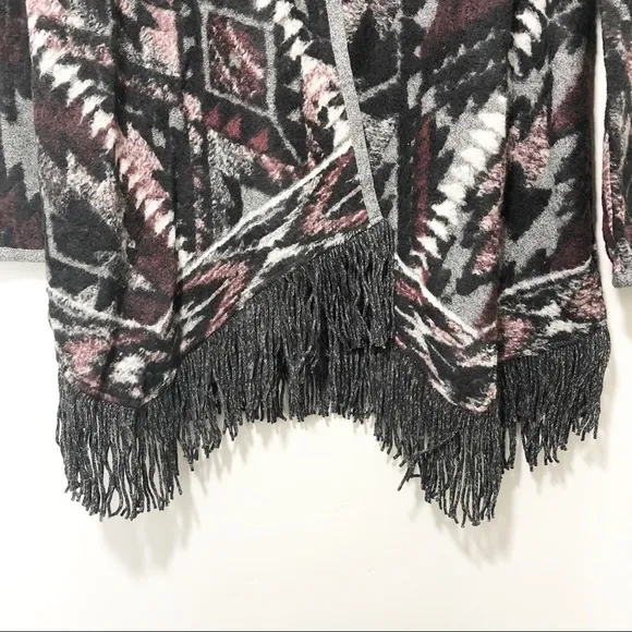 Lucky Brand Boho Fringed Brushed Knit Cardigan