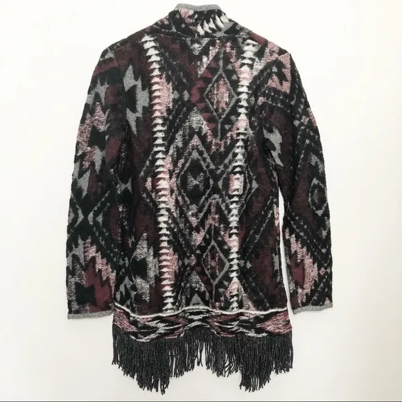 Lucky Brand Boho Fringed Brushed Knit Cardigan