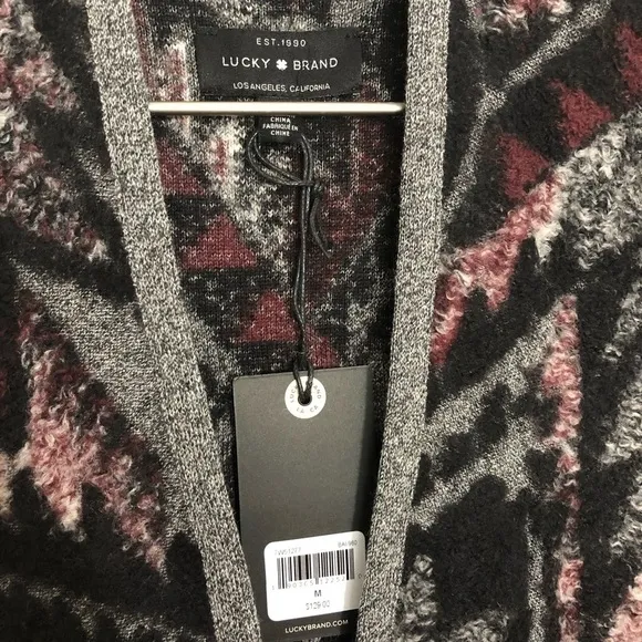 Lucky Brand Boho Fringed Brushed Knit Cardigan