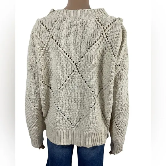 Lulus Diamond in the Rough Ivory Knit Sweater size Medium style# SW8614L
