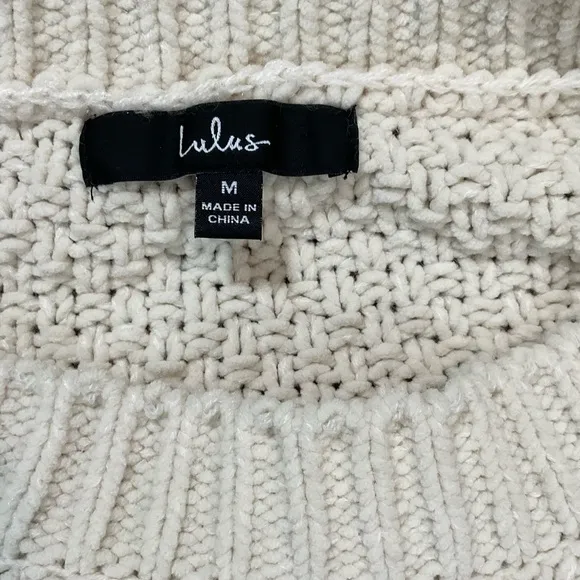 Lulus Diamond in the Rough Ivory Knit Sweater size Medium style# SW8614L