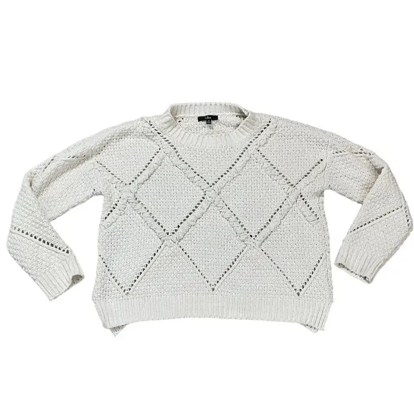 Lulus Diamond in the Rough Ivory Knit Sweater size Medium style# SW8614L