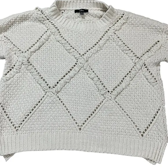 Lulus Diamond in the Rough Ivory Knit Sweater size Medium style# SW8614L