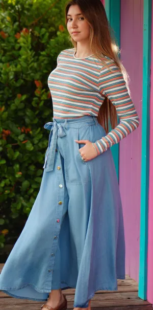 Luna Mae Light Denim Tencel Skirt