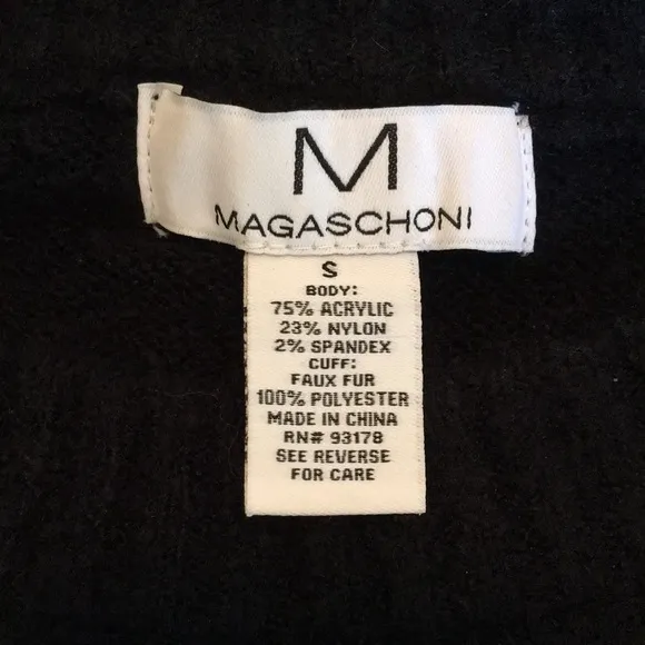 M Magaschoni crew sweater with faux fur cuffs