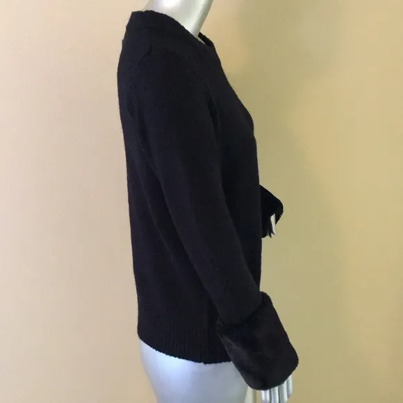M Magaschoni crew sweater with faux fur cuffs