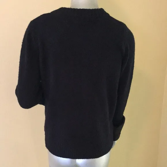 M Magaschoni crew sweater with faux fur cuffs
