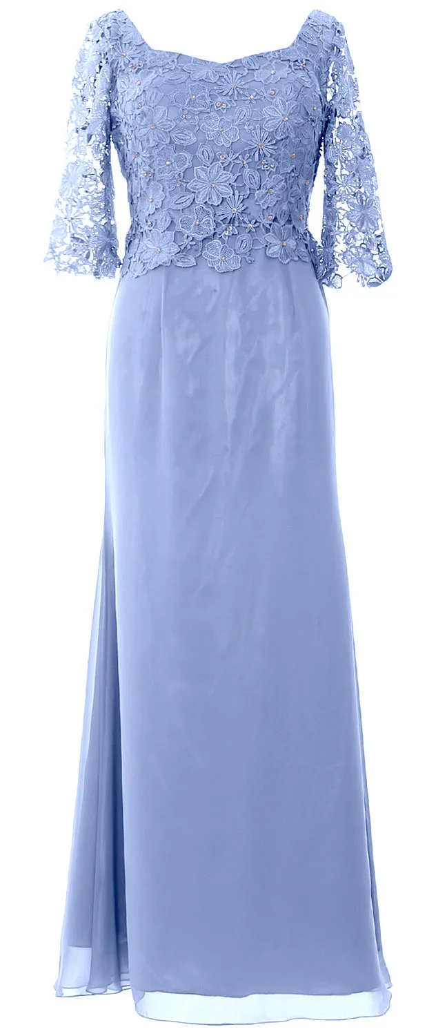 MACloth Women Mother of Bride Dresses Half Sleeves Lace Formal Evening Gown
