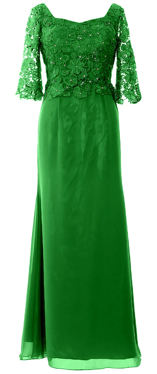 MACloth Women Mother of Bride Dresses Half Sleeves Lace Formal Evening Gown