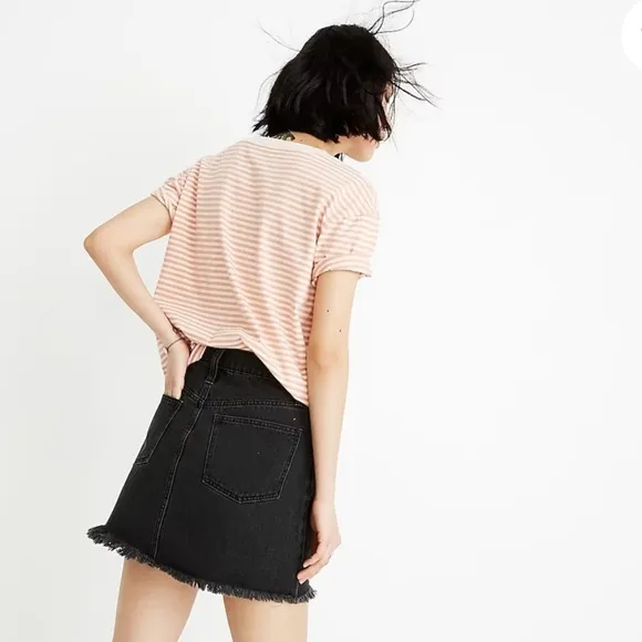 Madewell black rigid denim a line skirt. Size 25