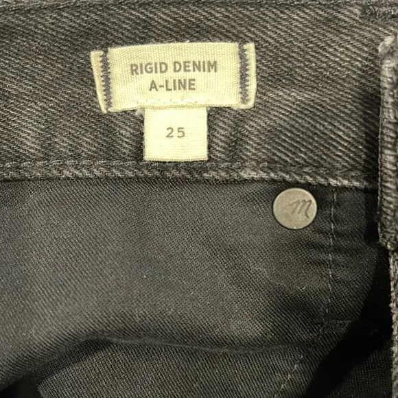 Madewell black rigid denim a line skirt. Size 25