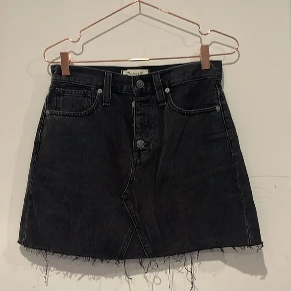Madewell black rigid denim a line skirt. Size 25