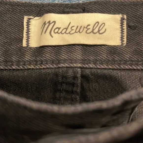 Madewell black rigid denim a line skirt. Size 25