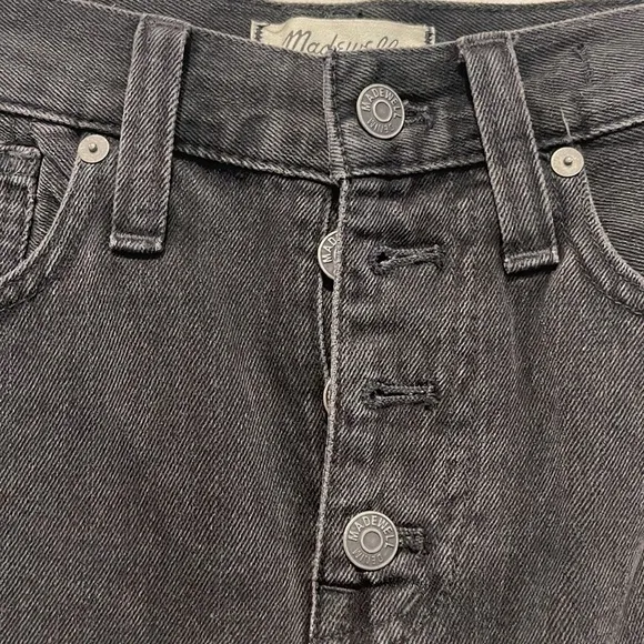 Madewell black rigid denim a line skirt. Size 25