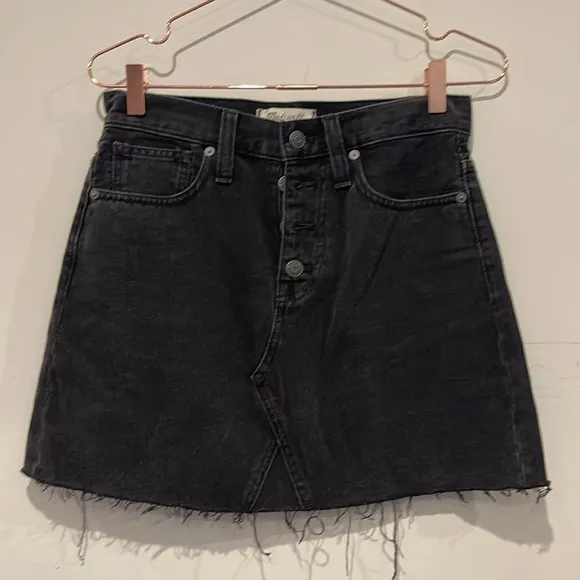 Madewell black rigid denim a line skirt. Size 25