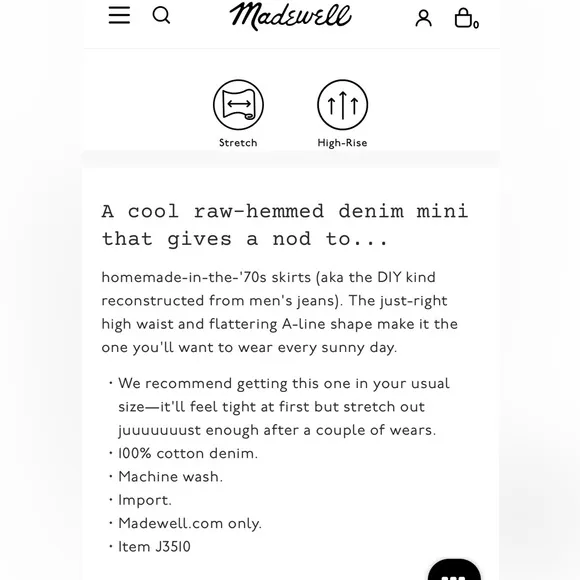 Madewell Denim Frisco Mini Skirt in Lunar Wash