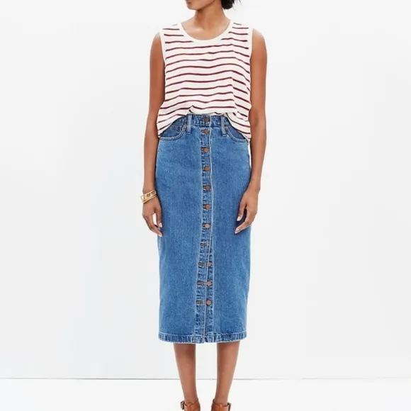 Madewell denim midi skirt
