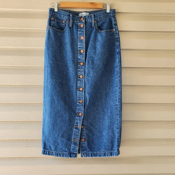 Madewell denim midi skirt